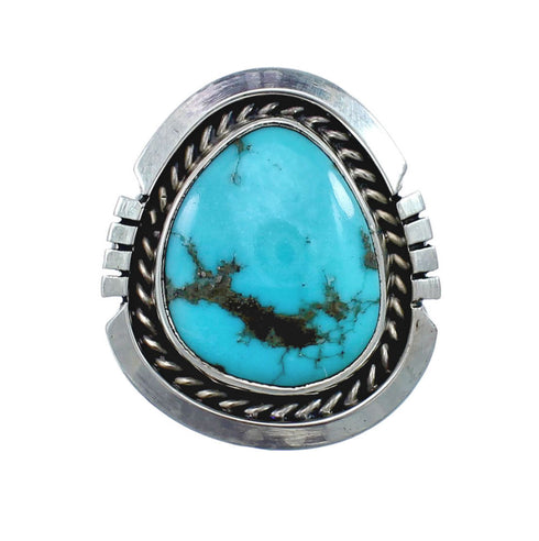 Turquoise Navajo Authentic Sterling Silver Ring Size 5-3/4 AX127816