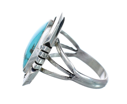 Turquoise Navajo Authentic Sterling Silver Ring Size 5-3/4 AX127816