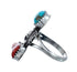 Authentic Sterling Silver Navajo Turquoise Coral Leaf Design Ring Size 7-3/4 AX127785