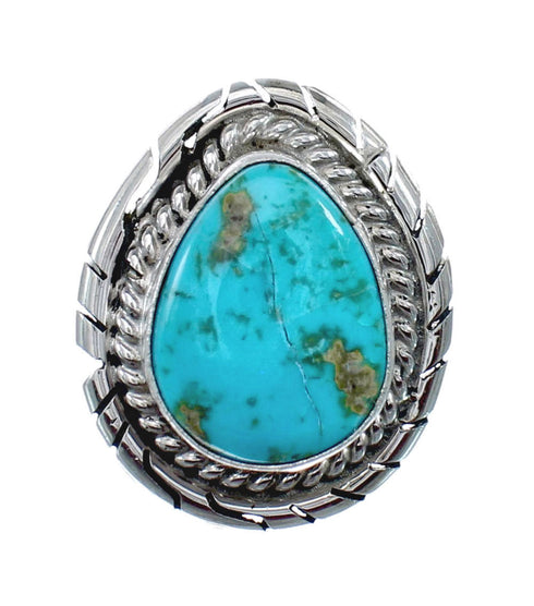 Native American Turquoise Sterling Silver Navajo Ring Size 7-1/2 AX127882