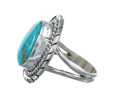 Native American Turquoise Sterling Silver Navajo Ring Size 7-1/2 AX127882