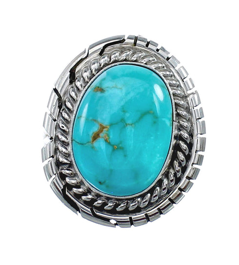Native American Turquoise Sterling Silver Navajo Ring Size 7 AX127883