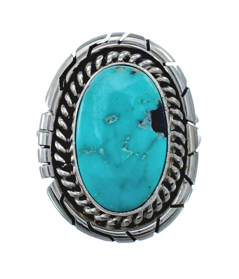 Native American Turquoise Sterling Silver Navajo Ring Size 7 AX127887