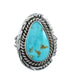 Native American Turquoise Sterling Silver Navajo Ring Size 7-3/4 AX127888