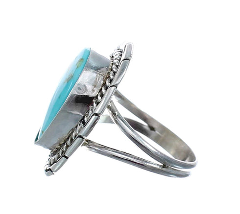 Native American Turquoise Sterling Silver Navajo Ring Size 7-3/4 AX127888