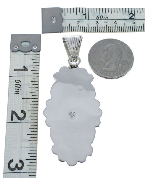 Native American Navajo Turquoise Genuine Sterling Silver Pendant AX127963