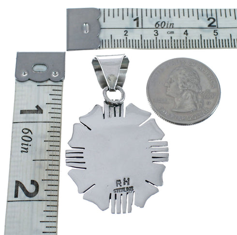 Native American Turquoise Genuine Sterling Silver Pendant AX127931