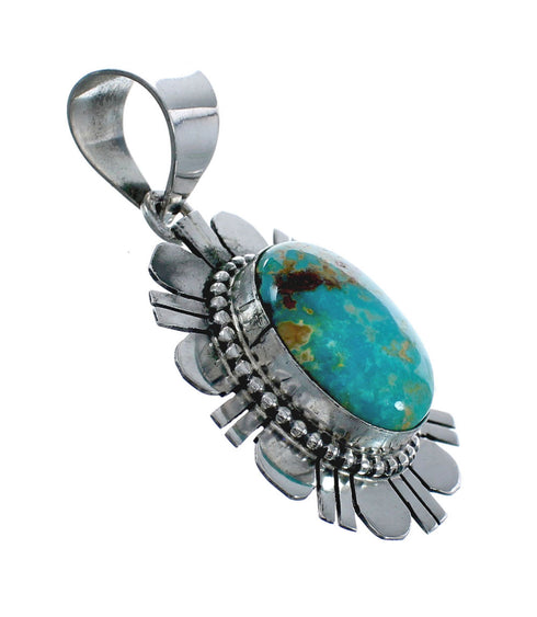 Native American Turquoise Genuine Sterling Silver Pendant AX127933