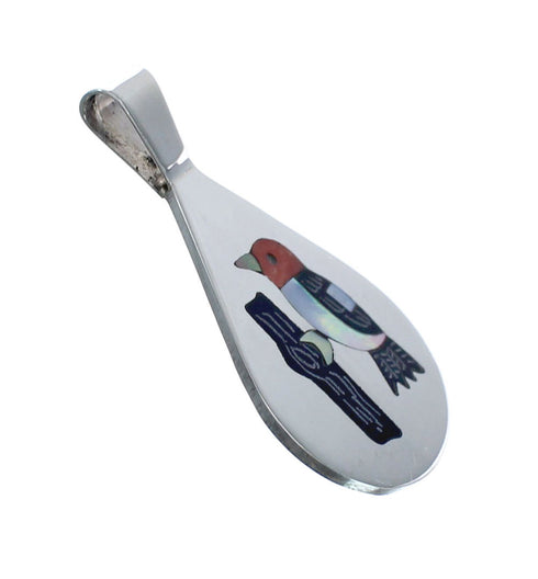 Sterling Silver Multicolor Zuni Wood Pecker Pendant AX127953