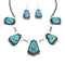 Turquoise Navajo Sterling Silver Link Necklace Earrings Jewelry Set AX127975