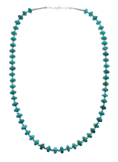 Southwestern Turquoise Authentic Sterling Silver Bead Necklace JX127716
