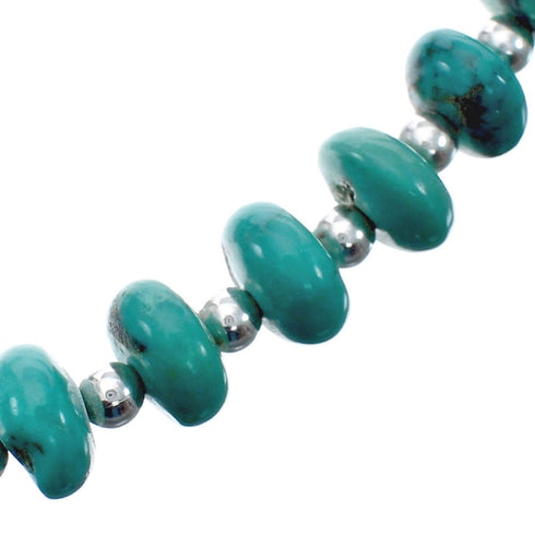 Southwestern Turquoise Authentic Sterling Silver Bead Necklace JX127716