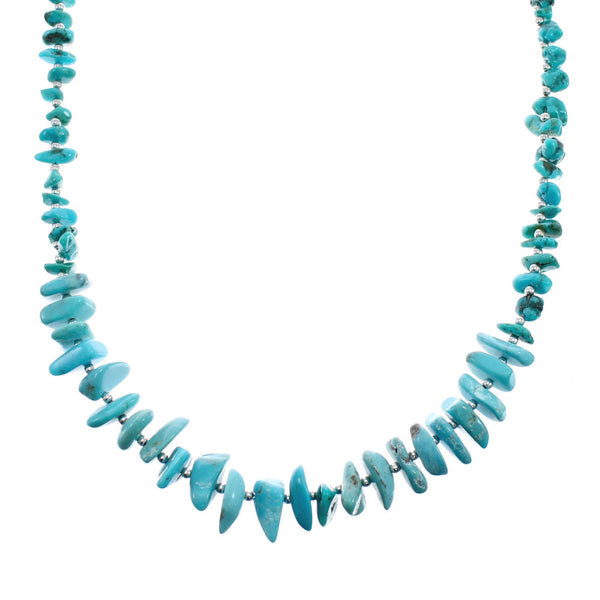 Southwestern Turquoise Authentic Sterling Silver Bead Necklace JX127717