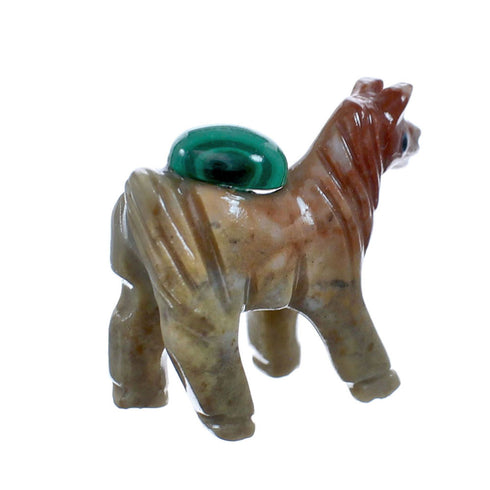 Brown Agate Hand Crafted Fetish Horse Navajo Malachite Figurine AX127985