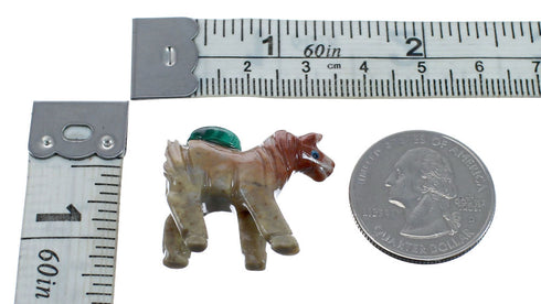 Brown Agate Hand Crafted Fetish Horse Navajo Malachite Figurine AX127985