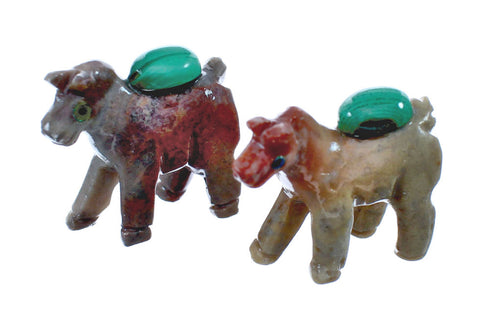 Brown Agate Hand Crafted Fetish Horse Navajo Malachite Figurine AX127985