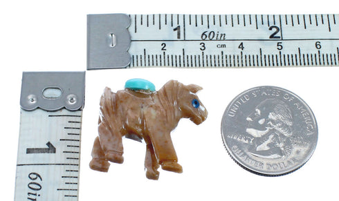 Brown Agate Hand Crafted Fetish Horse Navajo Turquoise Figurine AX127986
