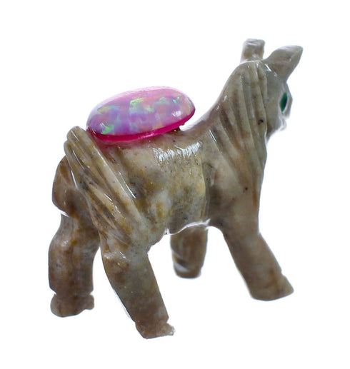 Brown Agate Hand Crafted Fetish Horse Navajo Opal Figurine AX127988