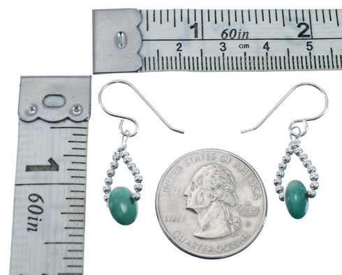 Sterling Silver Navajo Turquoise Bead Hook Dangle Earrings AX127998