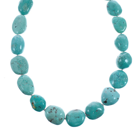Native American Sterling Silver Turquoise Bead Necklace AX128004