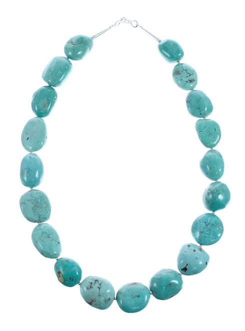 Native American Sterling Silver Turquoise Bead Necklace AX128004