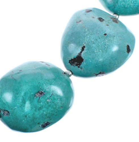 Native American Sterling Silver Turquoise Bead Necklace AX128004