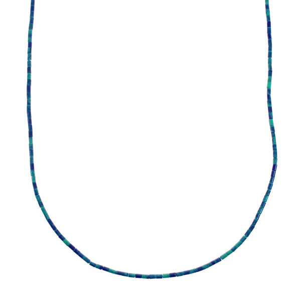 Azurite Sterling Silver Navajo Bead Necklace AX128015