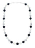 Onyx And Mother of Pearl Navajo Sterling Silver Bead Necklace AX128007