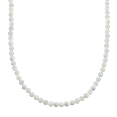 Mother of Pearl Sterling Silver Native American Bead Necklace AX128030