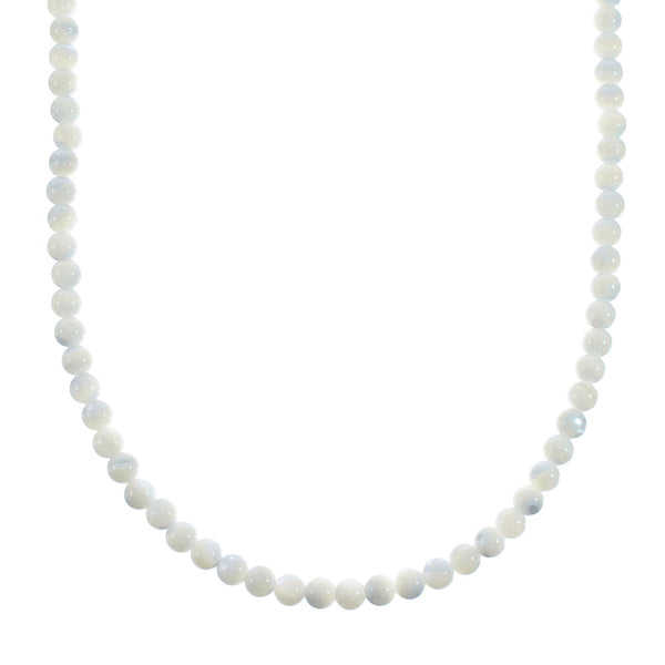 Mother of Pearl Sterling Silver Native American Bead Necklace AX128030