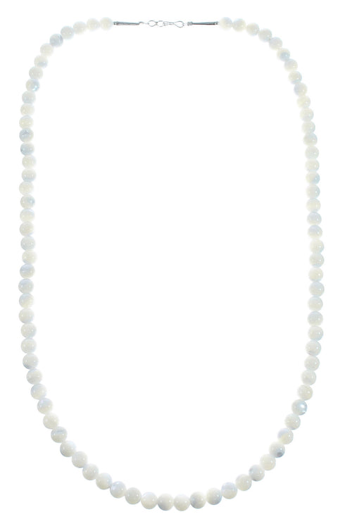 Mother of Pearl Sterling Silver Native American Bead Necklace AX128030