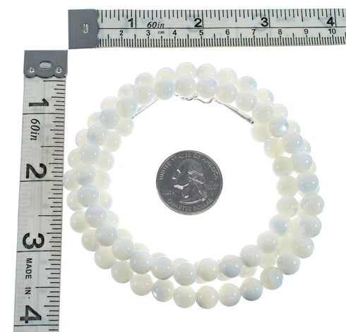 Mother of Pearl Sterling Silver Native American Bead Necklace AX128030
