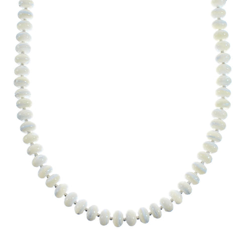 Mother of Pearl Sterling Silver Native American Bead Necklace AX128029