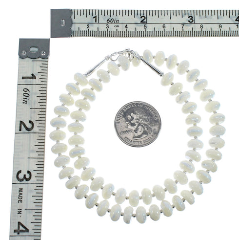 Mother of Pearl Sterling Silver Native American Bead Necklace AX128029