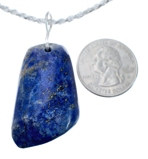 Native American Sterling Silver Lapis Italian Rope Chain 18" Pendant Necklace Set AX128050