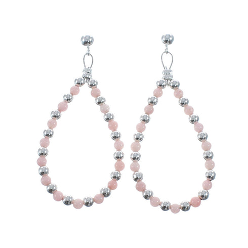 Sterling Silver Rhodochrosite Bead Post Dangle Earrings AX128083