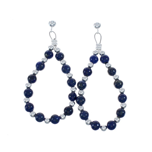 Sterling Silver Lapis Bead Post Dangle Earrings AX128081