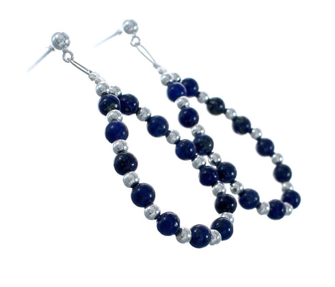 Sterling Silver Lapis Bead Post Dangle Earrings AX128081