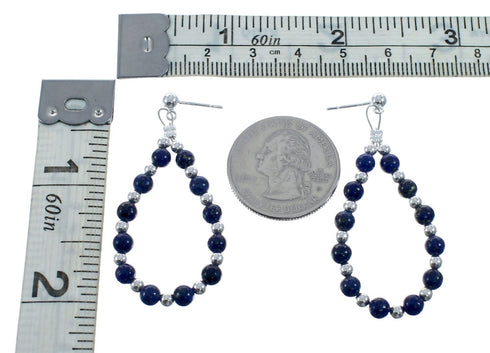 Sterling Silver Lapis Bead Post Dangle Earrings AX128081