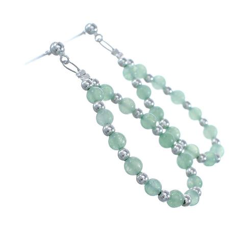 Sterling Silver Jade Bead Post Dangle Earrings AX128086