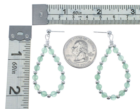Sterling Silver Jade Bead Post Dangle Earrings AX128086