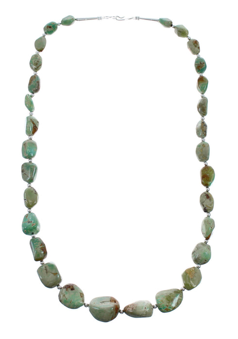 Native American Turquoise Bead And Silver Necklace AX128092