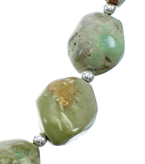 Native American Turquoise Bead And Silver Necklace AX128092