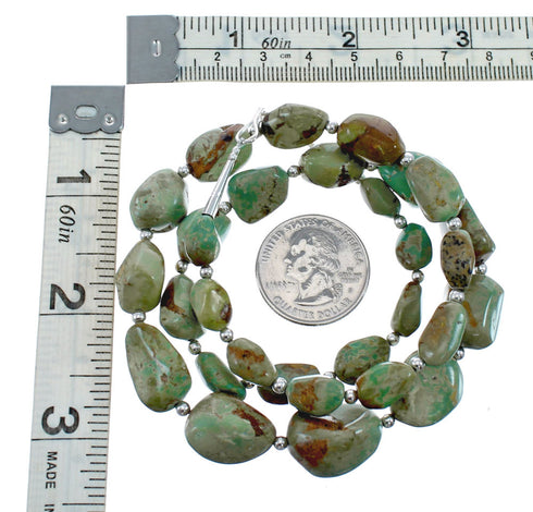 Native American Turquoise Bead And Silver Necklace AX128092