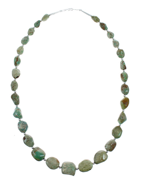 Native American Turquoise Bead And Silver Necklace AX128093