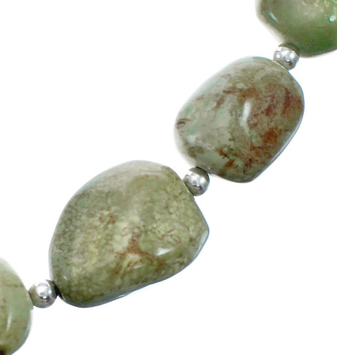 Native American Turquoise Bead And Silver Necklace AX128093