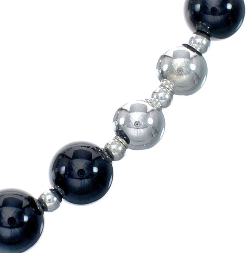 Native American Onyx Sterling Silver Bead Necklace AX128070