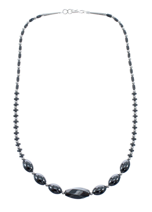 Navajo Hematite Sterling Silver Bead Necklace AX128072