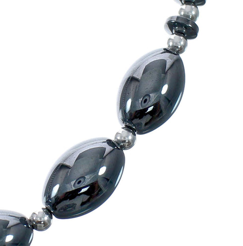 Navajo Hematite Sterling Silver Bead Necklace AX128072