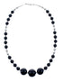 Native American Onyx Sterling Silver Bead Necklace AX128067